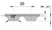 50AT20 Belts 50mm Wide Urethane Steel