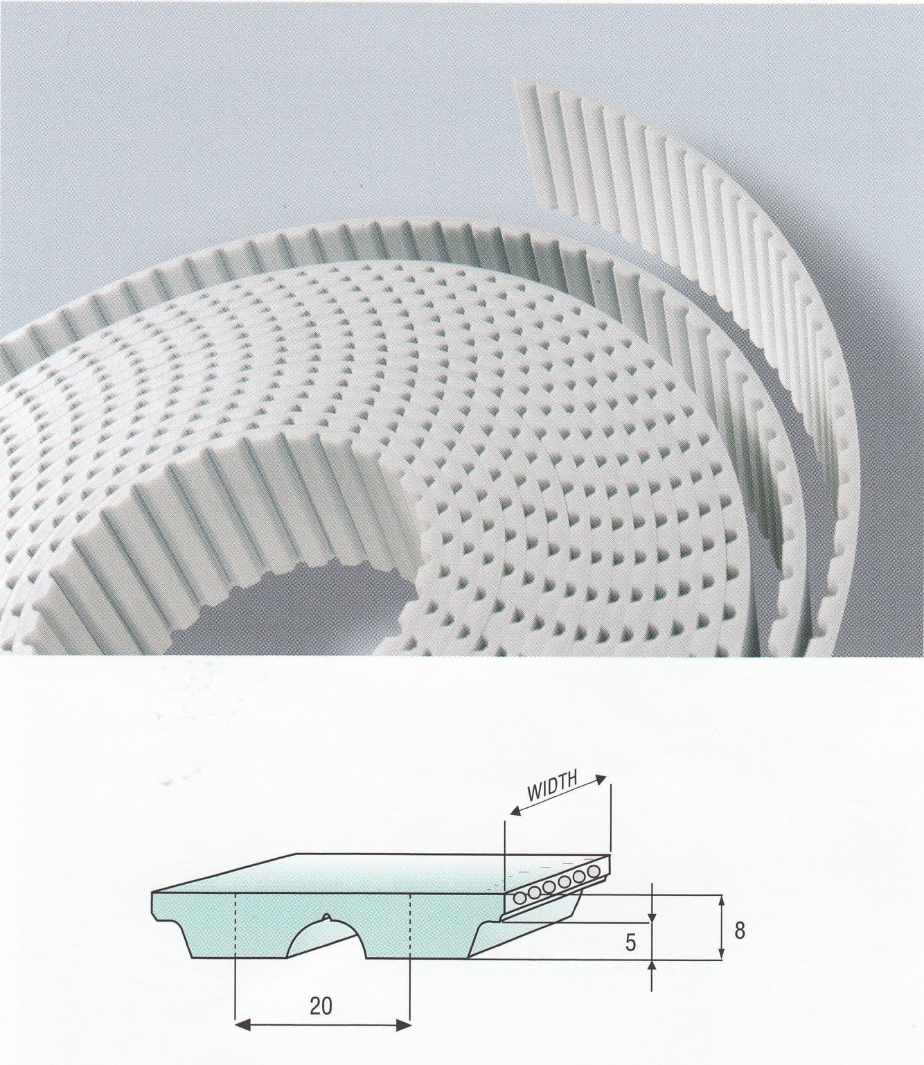 100AT20 OPEN End Timing Belt ROLL Polyurethane Steel Cords