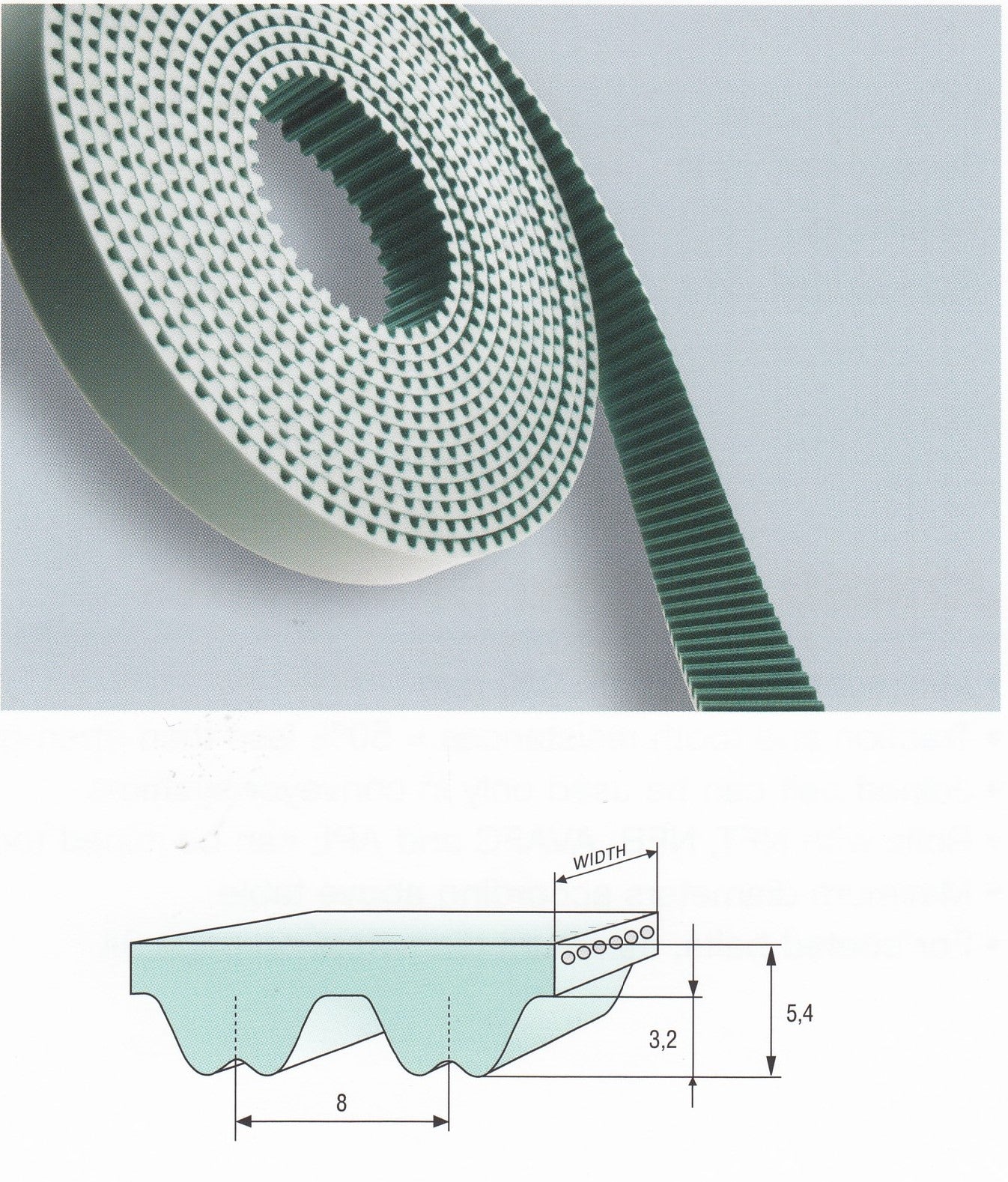 Correa Dentada Abierta T5 De 10 Metros - Ancho 25 Mm, Paso 5 Mm, PU Con Núcleo De Acero, Para Transmisión