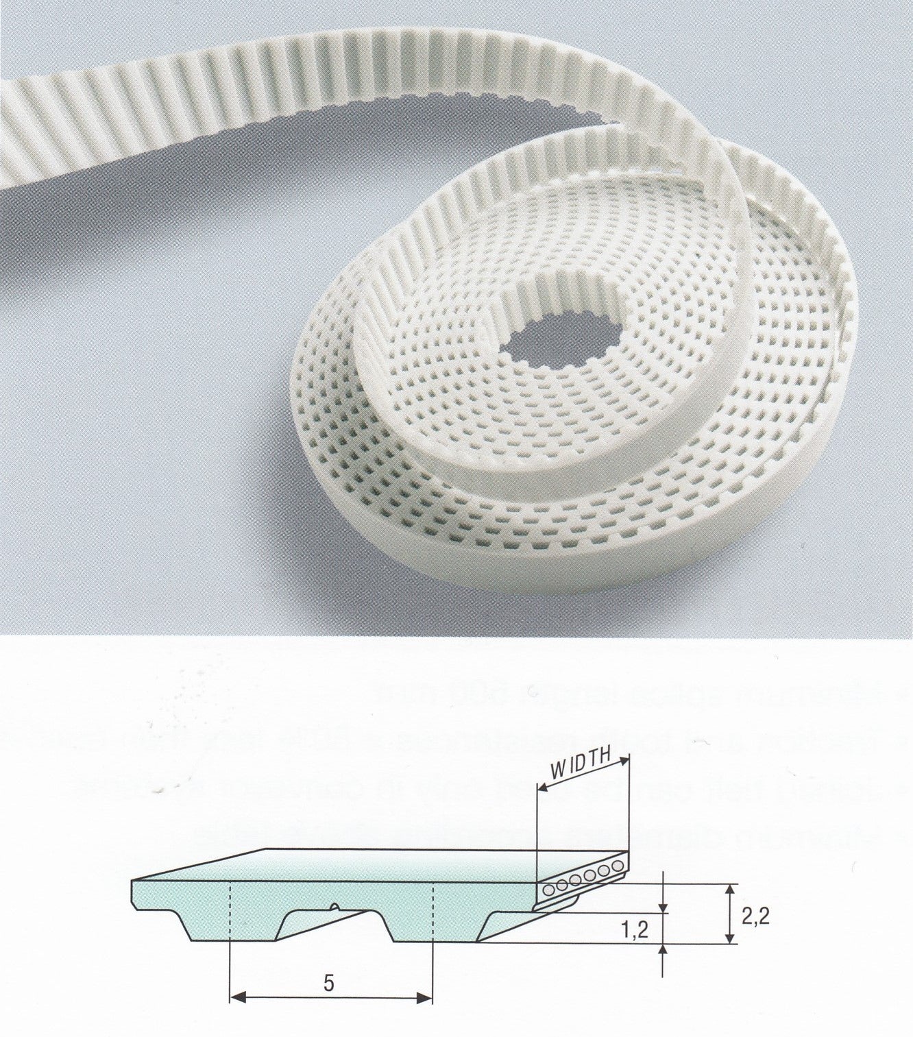 Correa Dentada Abierta T5 De 10 Metros - Ancho 25 Mm, Paso 5 Mm, PU Con Núcleo De Acero, Para Transmisión