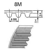 264-8M-20 Black Rubber Timing Belt