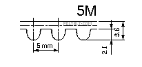 2500-5M-25 Black Rubber Timing Belt.