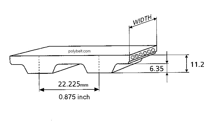 1260XH400 Black Rubber Timing Belt