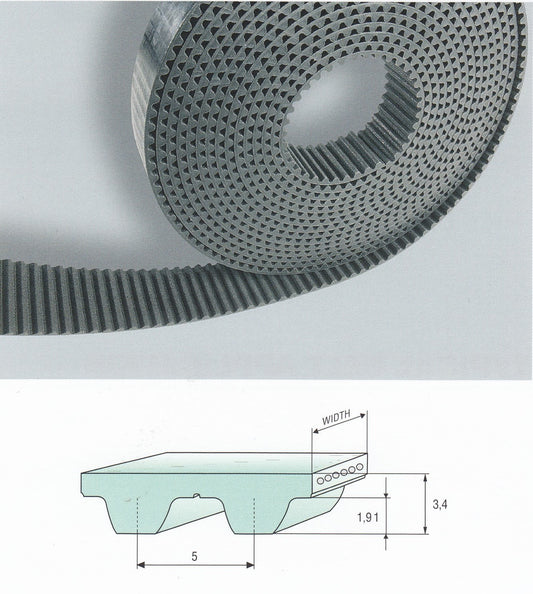 50 S5M Rollo de correa de extremo abierto Poliuretano con cordones de acero