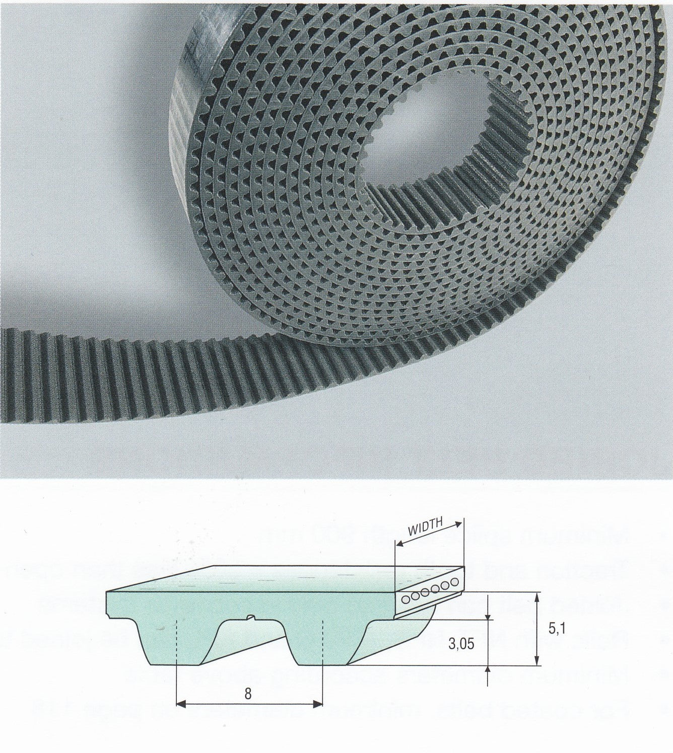 85 S8M Open End Timing Belt Roll Polyurethane with Steel Cords