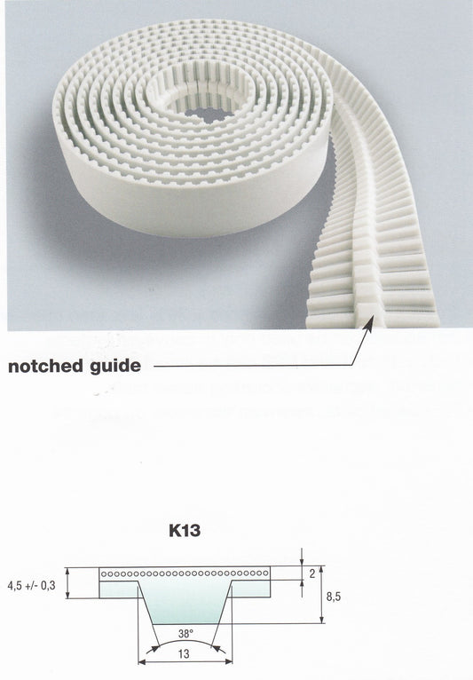 50TG10 Correa de extremo abierto Cordones de acero de poliuretano Guía en V de 6 mm