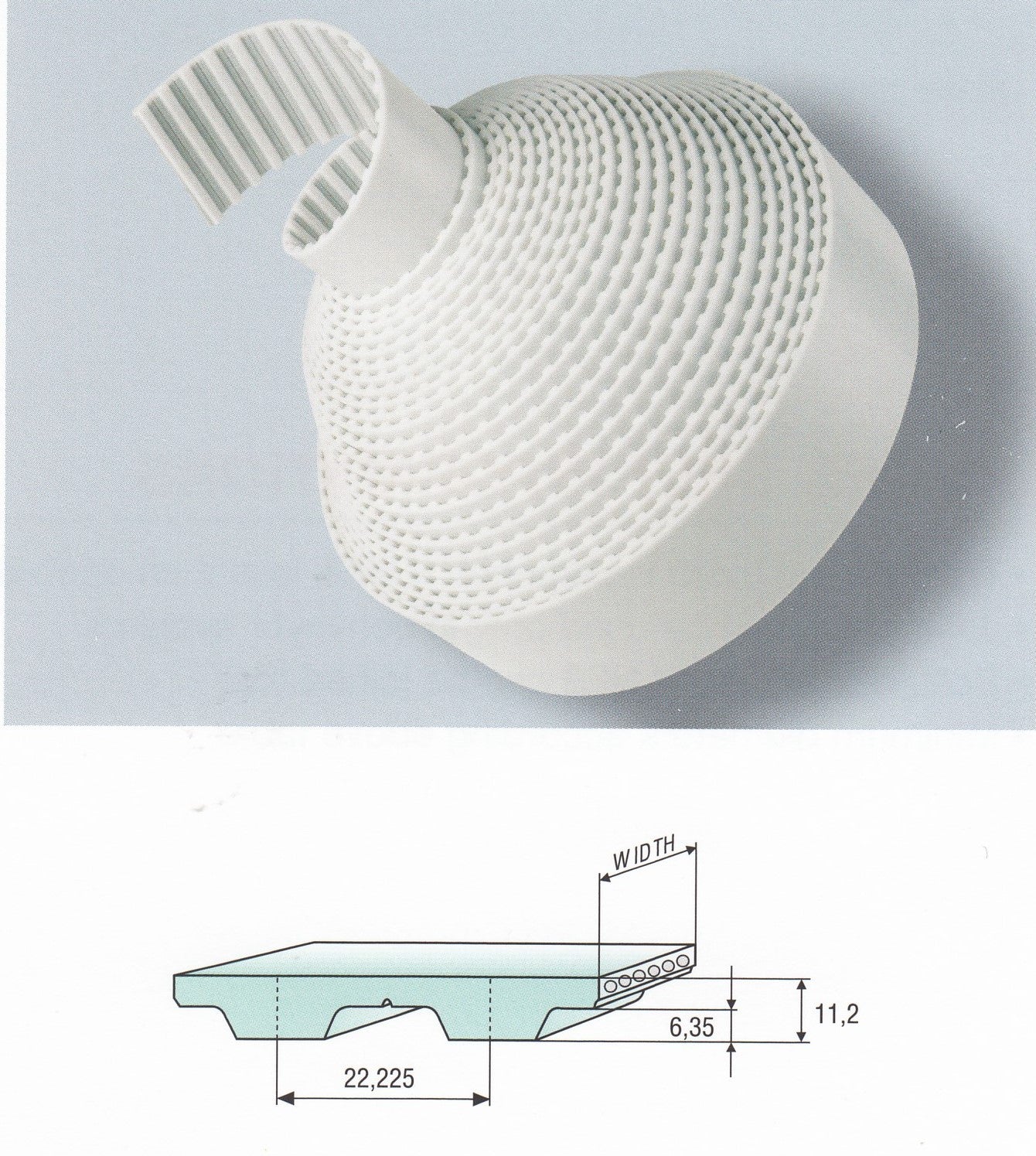 XH100 1,0 pouce de large, pas de 0,875 pouce