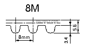 536-8M-50 Black Rubber Timing Belt