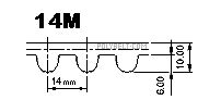 4004-14M-20 Black Rubber Timing Belt