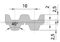 Belt 40T10-DL/1320 Urethane Truly Endless 40mm Wide Double Sided DL